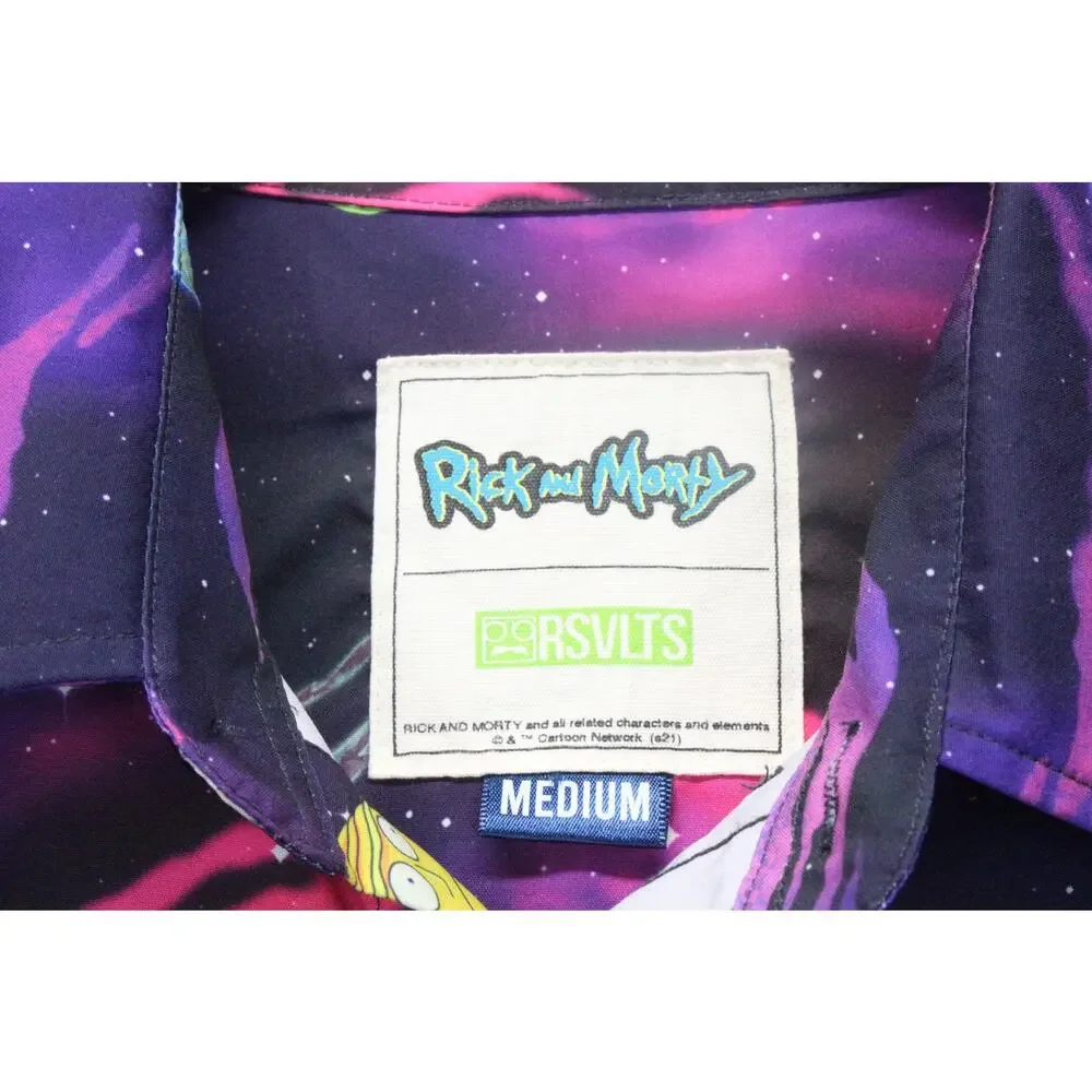 RSVLTS Rick and Morty Galaxy Space Planets Small Short Sleeve Button Down Shirt - Picture 4 of 6